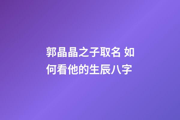 郭晶晶之子取名 如何看他的生辰八字